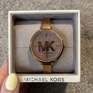 Michael Kors Rose Gold Crystal Logo Bracelet Watch